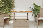 Poly Rattan Garden Table with Adjustable Acacia Wood Table Top
