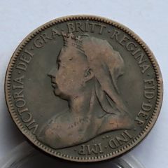 1898 Half a penny Queen Victoria old veiled head Bronze coin