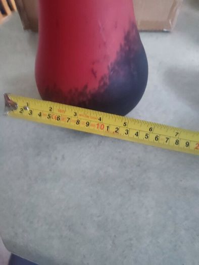 Vintage from the 1990s  Vintage tall heavy Franz Caffrey Aqua Single Handle vessel with copper relief vase/red flower vase/irish artist/irish sculpture