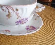 Vintage/ antique Gravy Boat Attached Underplate  France