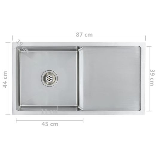 Handmade Kitchen Sink with Strainer Stainless Steel
