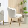 Shell chair vanity chair velvet salon chair with golden metal legs cream Image 2