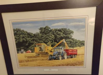 "Harvesting" and "Haymaking" framed prints by Trevor Mitchell