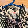 Vintage 100% Silk Pattern Shirt Black & White Geometric Image 2