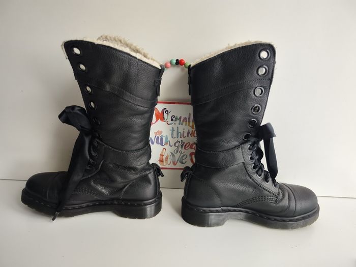Triumph Aimilita Dr Martens fur fleece lined FL black mid calf boots UK5 EU38