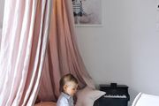 Powder Pink LINEN Playmat with beautiful ruffle arround