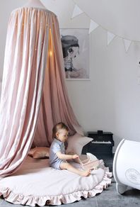 Powder Pink LINEN Playmat with beautiful ruffle arround
