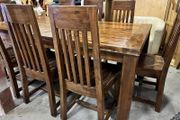 Solid wood dining table + 8 matching chairs