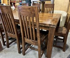 Solid wood dining table + 8 matching chairs