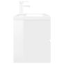 Sink Cabinet with Built-in Basin High Gloss White Chipboard Image 5