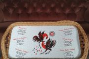 Mid Century Modern Retro Cocktail Melamine Wicker Tray