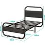 Single Bed Frame with Headboard, Black Single Bed 90x190 cm Image 2