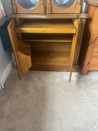 Solid oak display cabinet