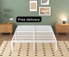 White Super King Bed Frame 6ft with Rounded Corner Legs