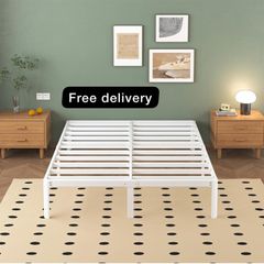 White Super King Bed Frame 6ft with Rounded Corner Legs