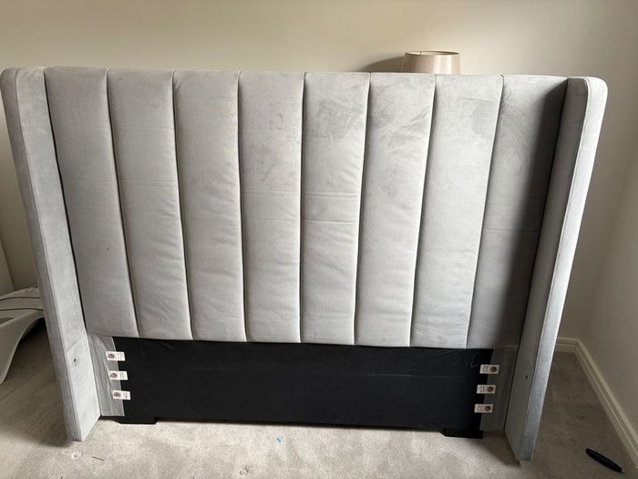 Maya Winged Ottoman Storage Light Grey Upholstered - King Bed 5ft Frame Only