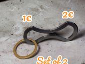 Shopping trolley token coin Removable key 1 and 2 Euro smart shape metal ring included multi colour smart gift ideas SET OF 2