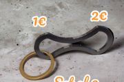 Shopping trolley token coin Removable key 1 and 2 Euro smart shape metal ring included multi colour smart gift ideas SET OF 2