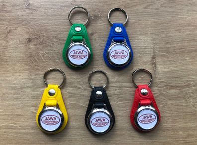 Brand new synthetic leather Jawa key ring with shopping trolley token/coin
