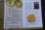 Royal Engagement 24k Gold Plated Commemorative Medal with Genuine Blue Sapphire and COA ( No. 01574 / 40,000 )
