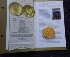 Royal Engagement 24k Gold Plated Commemorative Medal with Genuine Blue Sapphire and COA ( No. 01574 / 40,000 )