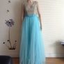 Brand new Pearl beaded DEBS Dress / Princess dress in Blue / AQUA Image 6
