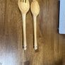 Solid Wood Salad Bowl lifters - fork and spoon - Price Just Reduced Image 4
