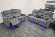 Titan 3+2 Electric Grey Fabric Recliner Sofa Set