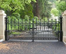 Set of brand new solid cast iron gates with posts