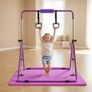 Gymnastic Bars for Kids, 63.5 kg Capacity Folding Training Kip Bar with Mat, Adjustable Height Gymnastic Horizontal Bar for Home, Training Equipment for Indoor Outdoor, Easy to Assemble, Purple Image 8