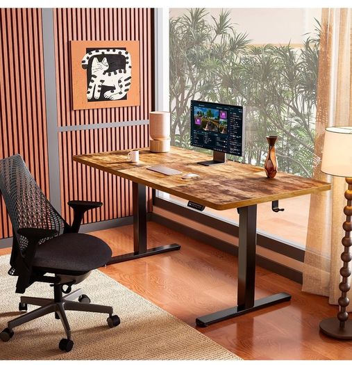 Electric Standing Desk Height Adjustable 120 x 60cm, Sit Stand Desk with 4 Memory Smart Pannel for Home Office with Splice Board