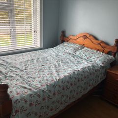 Solid wood Double bed frame & matching Lockers (mattress not included).