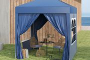 2 x 2 m Garden Pop Up Gazebo, Wedding Party Tent Marquee, Water Resistant Awning Canopy with Sidewalls, Windows, Carry Bag, Blue