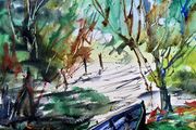 hidden boat watercolour