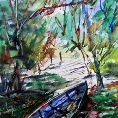 hidden boat watercolour