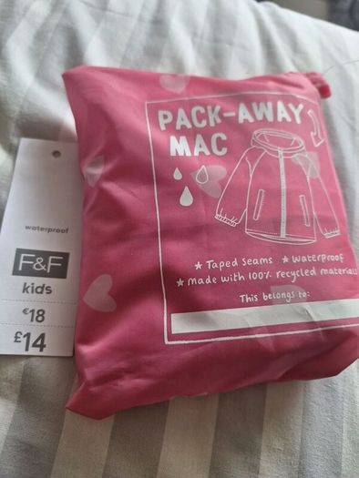 Rain Jacket/Child's Pack-Away Rain Mac .. Age: 3/4 Years