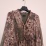 Zara Green Brown Earth Tone Patchwork Floral Long Sleeve Boho Tunic Mini Dress Size L Image 6