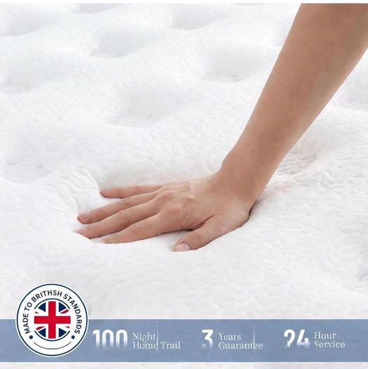 Double Mattress 4FT6, 10inch/25cm Hybrid Memory Foam & Pocket Coils Springs