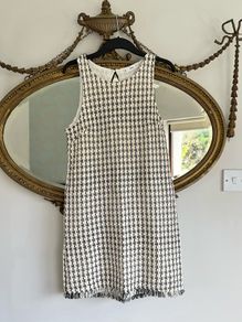Mango MNG black and cream sleeveless knit cotton blend dress / a-line dress size M