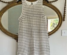 Mango MNG black and cream sleeveless knit cotton blend dress / a-line dress size M