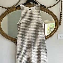 Mango MNG black and cream sleeveless knit cotton blend dress / a-line dress size M
