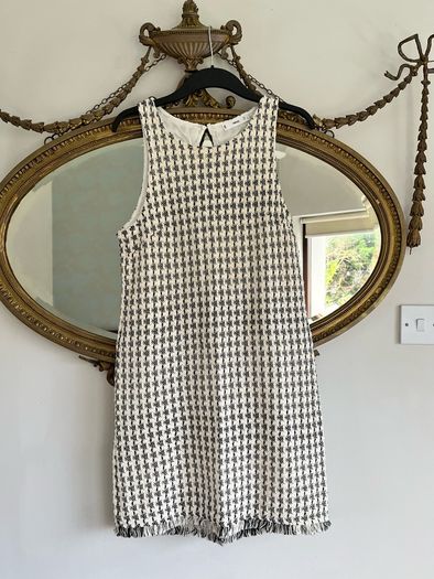 Mango MNG black and cream sleeveless knit cotton blend dress / a-line dress size M