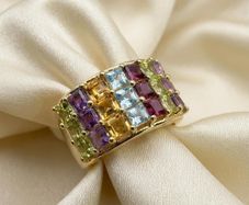 Silver Multi-Gemstone Statement Ring Harry Ivens