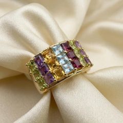 Silver Multi-Gemstone Statement Ring Harry Ivens
