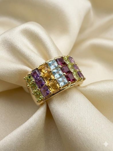 Silver Multi-Gemstone Statement Ring Harry Ivens
