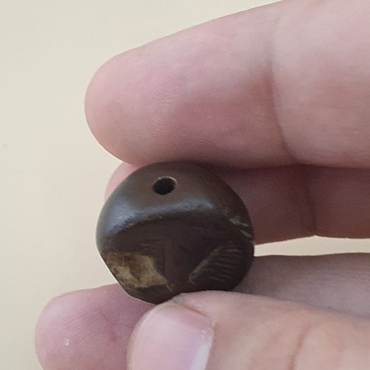 Antique Hematite Intaglio Carved Amulet Bead