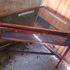 Mid-century teak corner jewellery counter