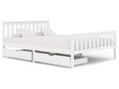 Bed Frame with 2 Drawers White Solid Pine Wood 140x200 cm