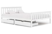 Bed Frame with 2 Drawers White Solid Pine Wood 140x200 cm