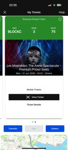 Les Miserables 3 Arena premium seats